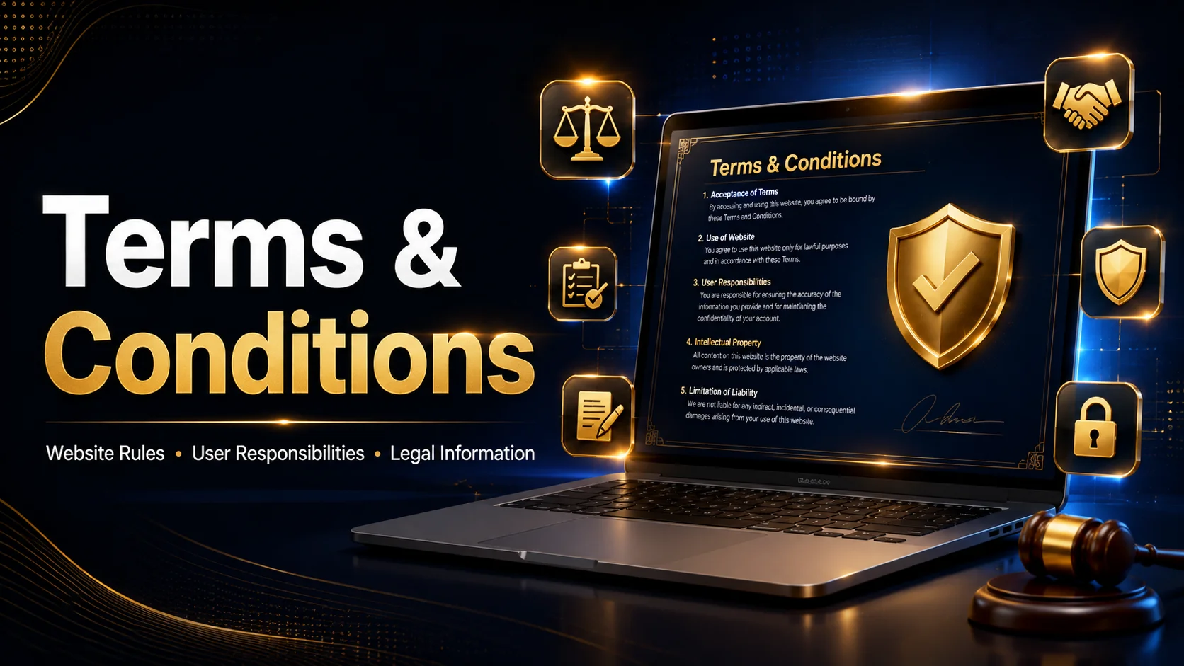 Terms and Conditions page for IX7 Game Guide explaining website rules, user responsibilities, legal information, and website policies